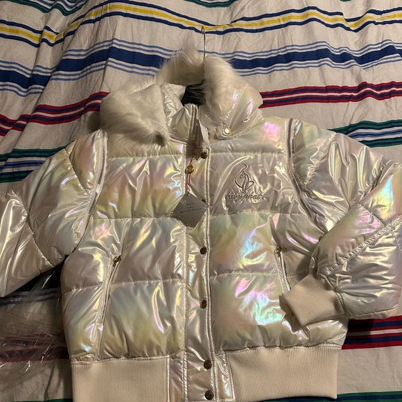 Baby Phat White Puffer Jacket Iridescent Shine - Picture 3 of 5